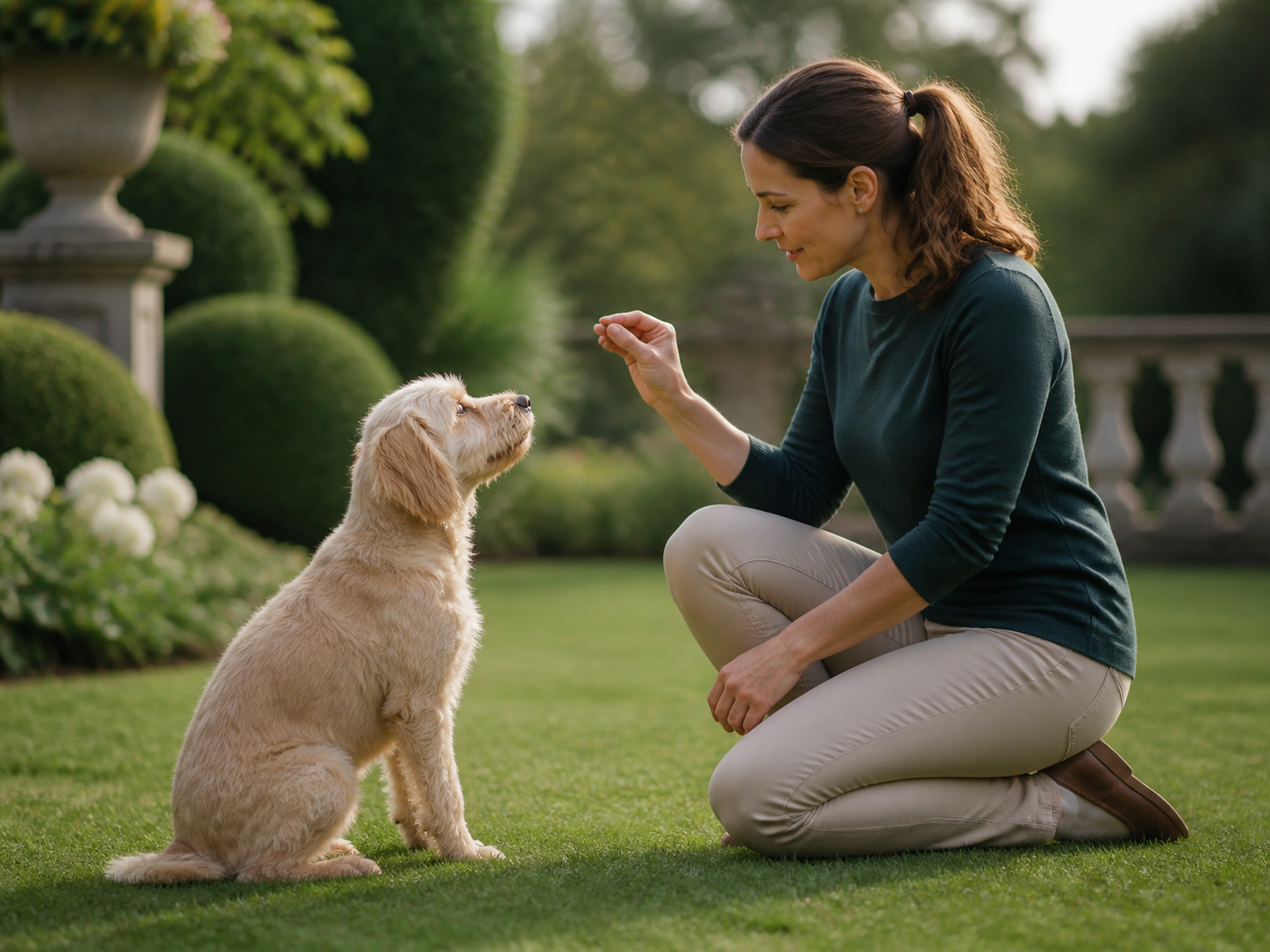 Chien attentif pendant une séance d’éducation positive